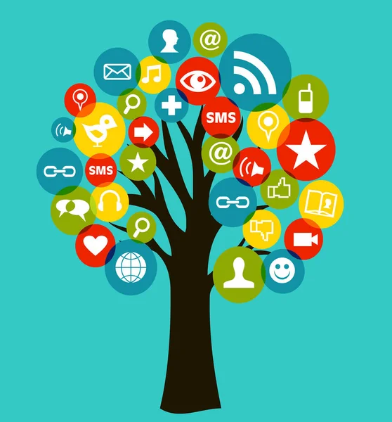 Sieć Społeczna Ikony Biznesu Drzewa Liść Ilustracja Wektor Warstwowe Dla — Zdjęcie stockowe