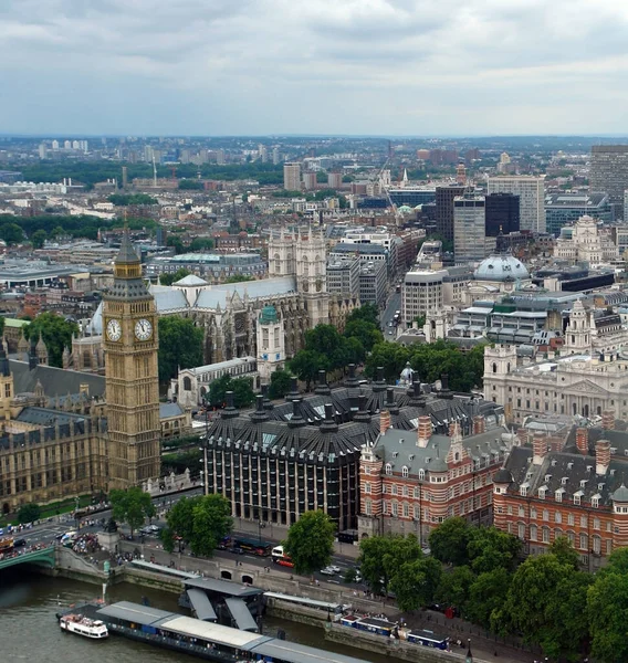 London City Flygfoto Med Big Ben Sommaren Med Mulen Himmel — Stockfoto