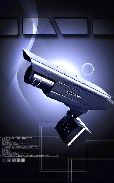 Digitale Darstellung Der Überwachungskamera Farbigen Hintergrund — Stockfoto