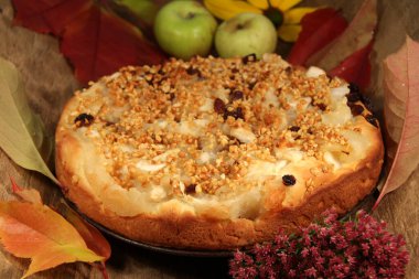autumnal apple pie still life clipart