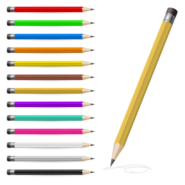 Conjunto Lápis Coloridos Ilustração Sobre Fundo Branco — Fotografia de Stock