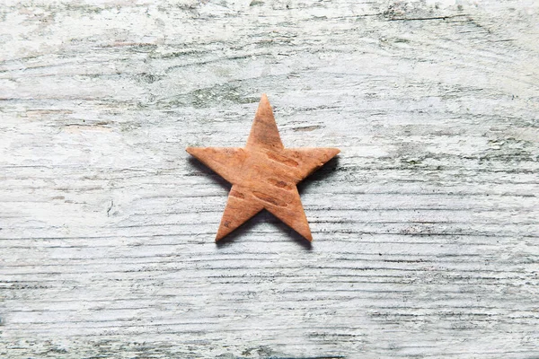 Rustikální Vánoční Hvězda Špinavé Staré Bílé Ošlehaných Dřevěných Desek Obilnou — Stock fotografie