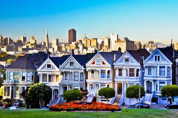 San Francisco Viktorianischen Häusern Alamo Square Vereinigte Staaten — Stockfoto