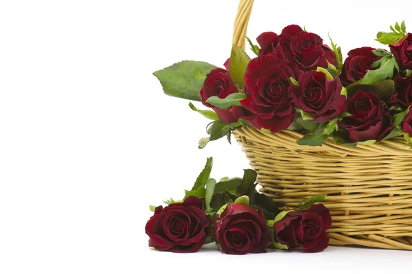 Красные Розы Корзине — стоковое фото