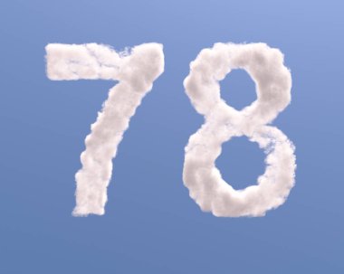 Number 7 and 8 cloud shape, isolated on white background clipart