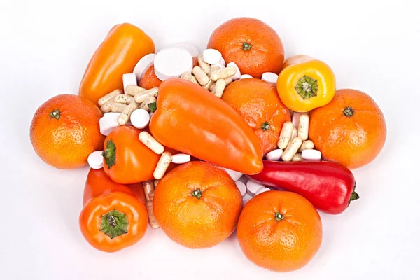 Dietary Supplements Fresh Fruit Vegetables — Stock Photo, Image