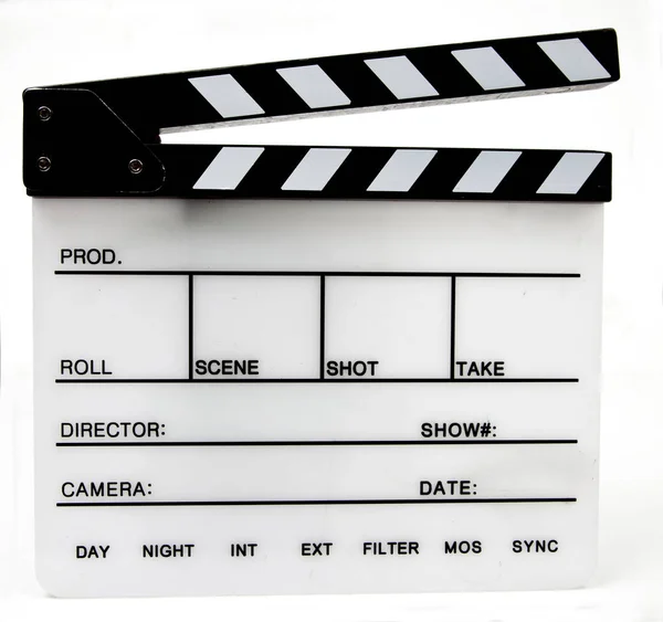 Filme Clapper Board Isolado Fundo Branco — Fotografia de Stock