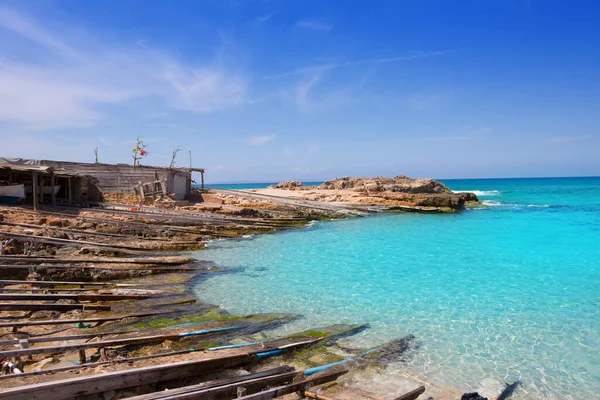 Puerto Calo Formentera Con Agua Mar Baleares — Foto de Stock