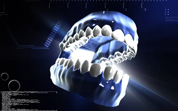 Digitale Darstellung Der Zähne Farbigen Hintergrund — Stockfoto