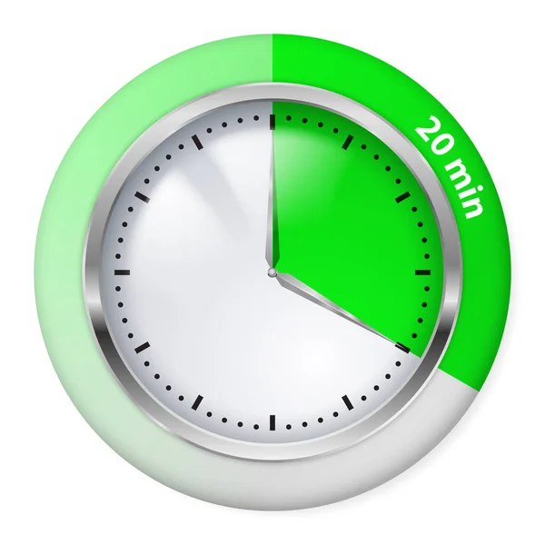 Green Timer Icon Twenty Minutes Illustration White — Stock Photo, Image