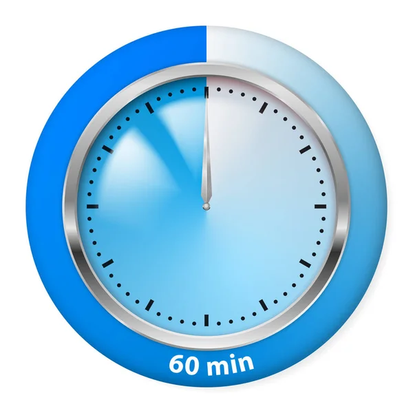 Blauwe Timer Ikoon Zestig Minuten Illustratie Wit — Stockfoto