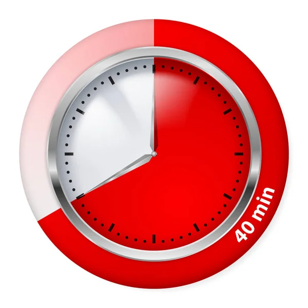 Red Timer Icon Vierzig Minuten Abbildung Auf Weiß — Stockfoto