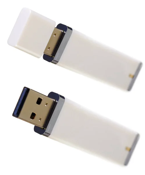 Fechar Uma Memória Flash Usb Isolado Branco — Fotografia de Stock