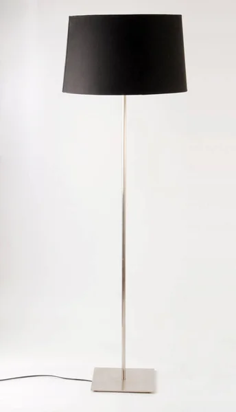 Contemporary Black Metallic Floor Lamp Isolated White — Stock Photo, Image