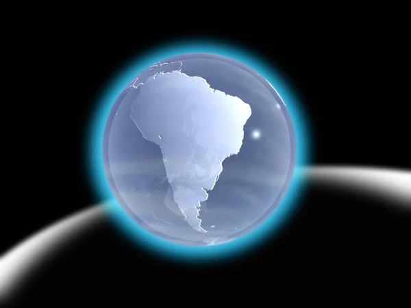 Planeta Tierra Azul Con Líneas Blancas Utilizable Para Logotipo — Foto de Stock