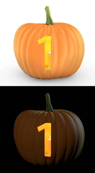 Number Carved Pumpkin Jack Lantern Isolated White Background — Stock Photo, Image