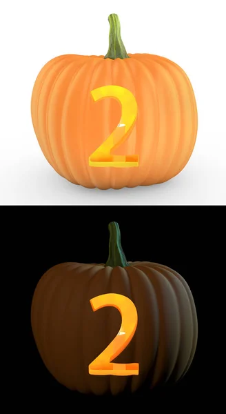 Number Carved Pumpkin Jack Lantern Isolated White Background — Stock Photo, Image