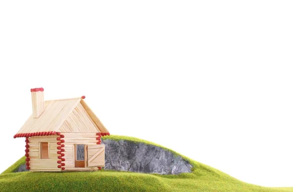 緑の芝生の家の3Dレンダリング — ストック写真