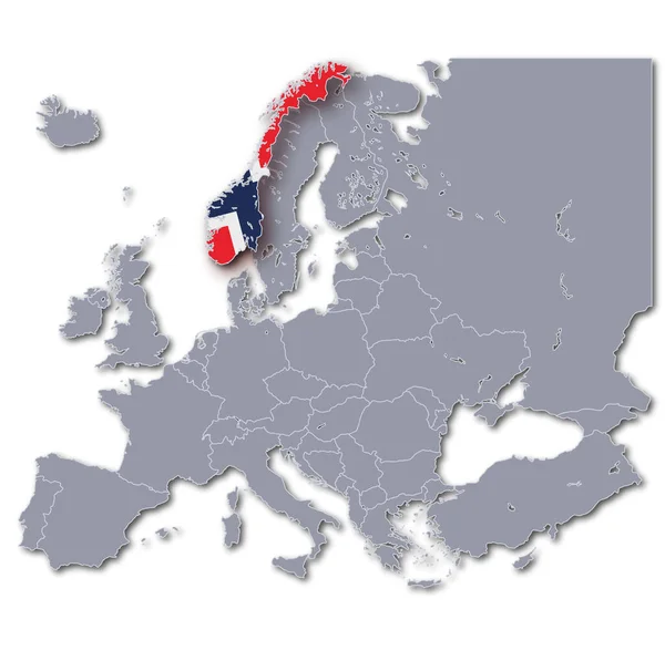 Europa Mapa Norueguês Segundo Plano — Fotografia de Stock