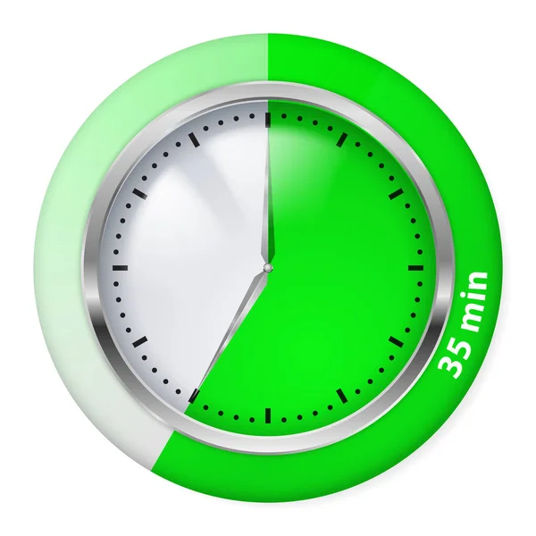 Green Timer Icon Thirty Five Minutes Illustration White — Stock Photo, Image