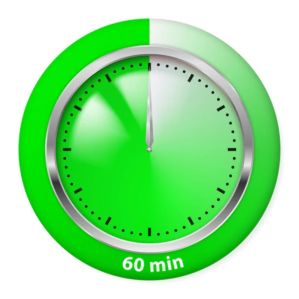 绿色定时器图标 60分钟 关于白色的说明 — 图库照片#