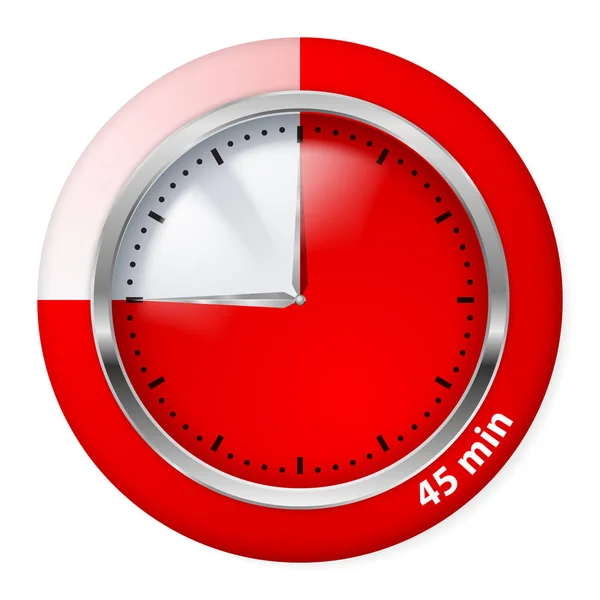 Red Timer Icon Forty Five Minutes Illustration White — Stock Photo, Image