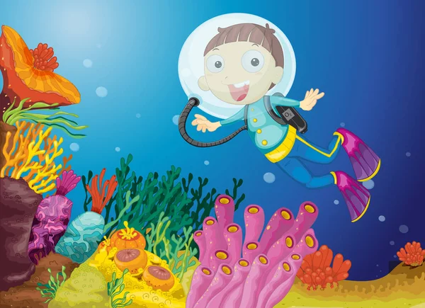 Illustration Boy Scuba Diving — Stock Photo, Image