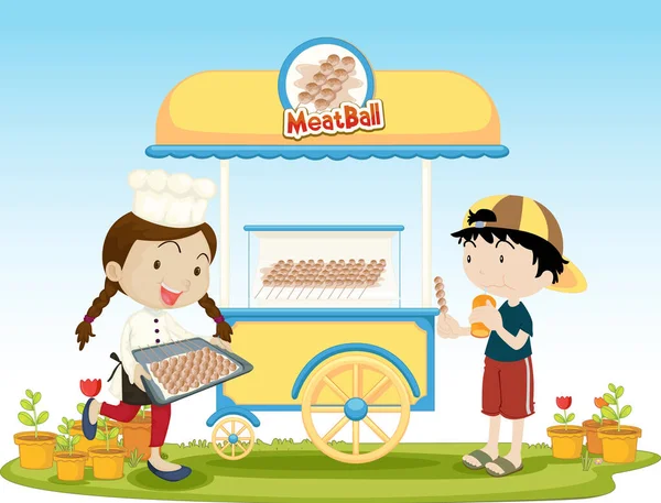 Illustration Kids Selling Food — Stock Photo, Image