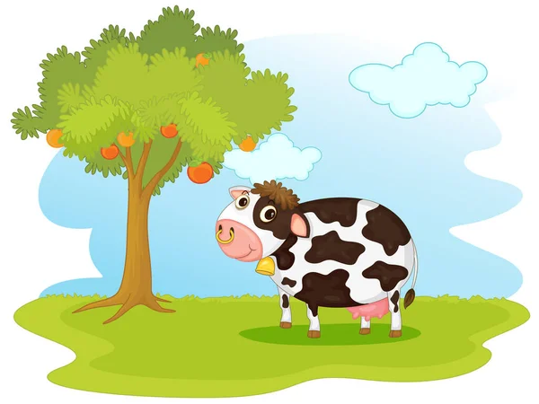 Ilustración Vaca Campo — Foto de Stock