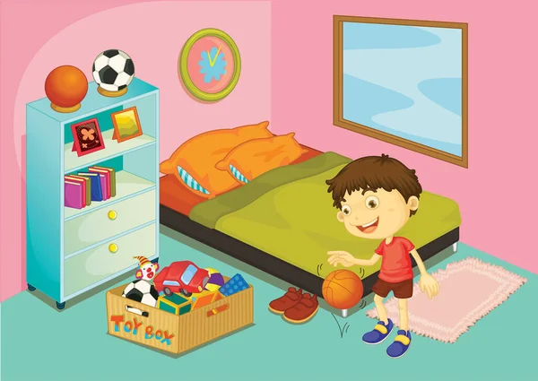 Zdjęcie Chłopca Jego Sypialni — Zdjęcie stockowe