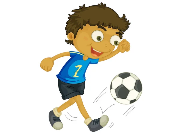Futbol Oynayan Bir Çocuğun Tasviri — Stok fotoğraf
