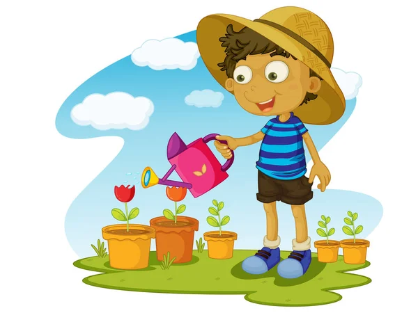 Ilustración Jardinería Infantil Con Agua — Foto de Stock