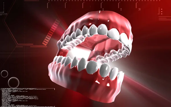 Digitale Darstellung Der Zähne Farbigen Hintergrund — Stockfoto