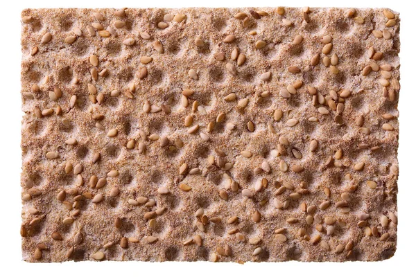 Close Crispbread Sesame Seeds Isolated White Selective Focus — Stock Photo, Image