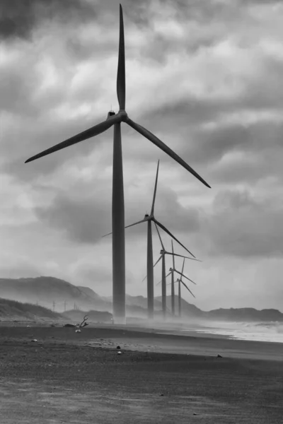 Okyanus Sahilinde Rüzgar Türbinleri — Stok fotoğraf
