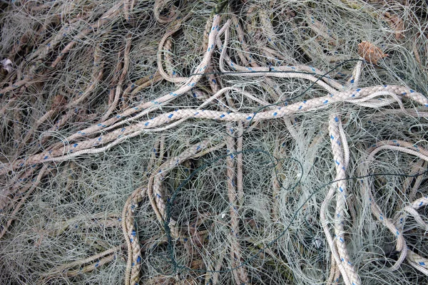 Hintergrund Von Fischerschnüren Leinen Und Seilen — Stockfoto