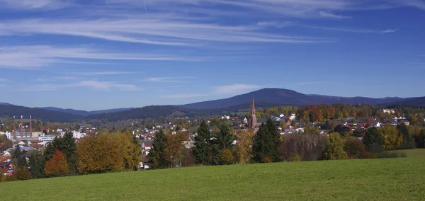 Cidade Vidro Zwiesel Sob Falkenstein — Fotografia de Stock