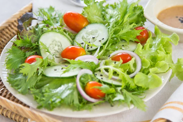 Ensalada Fresca Con Aderezo Sésamo —  Fotos de Stock