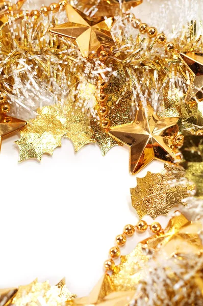 Karácsonyi Háttér Dekorációk Arany Másolás Helyet Szöveg — Stock Fotó