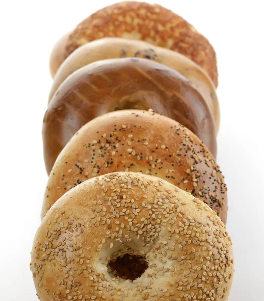 Assortimento Bagel Sfondo Bianco — Foto Stock