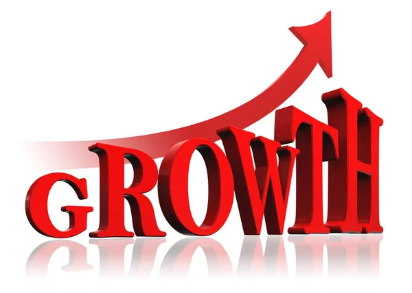 Growth Red Word Arrow White Background Clipping Path Included — Stock Photo, Image