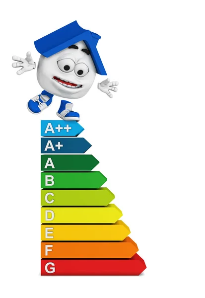 Klein Huis Blauw Zorgen Voor Energie — Stockfoto