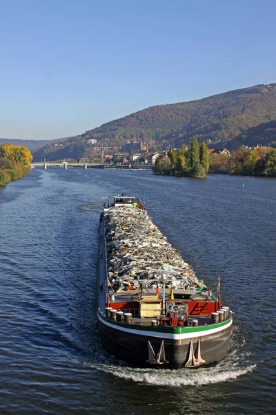 Απόβλητα Φορτηγά Συλλογής Στο Neckar — Φωτογραφία Αρχείου