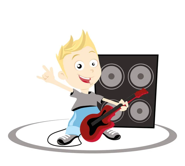 Plays Illustration Boy Playing Guitar — Stock Photo, Image