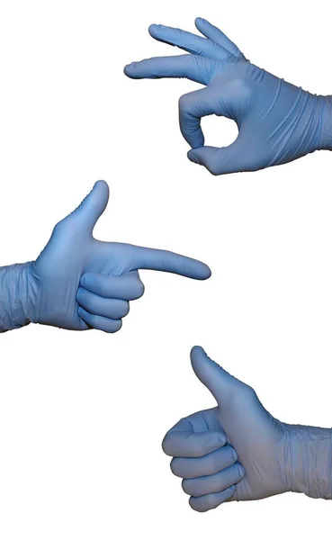 Sign Language Blue Gloves — Stock Photo, Image