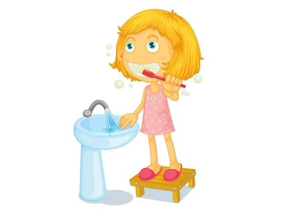 Illustration Child Brushing Teeth — Stock Photo, Image