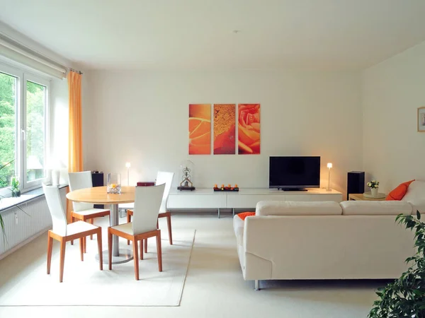 Modern White Living Room Stock Image
