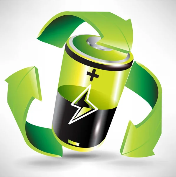 green battery recycling concept with arrows