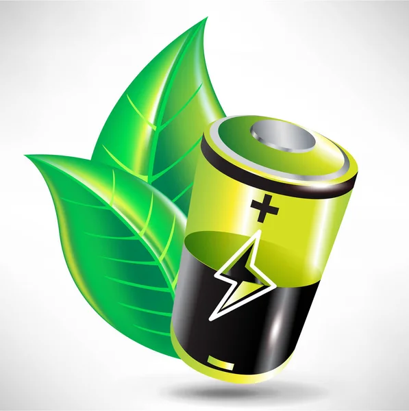 Battery Green Energy Concept Leaves — Stockfoto