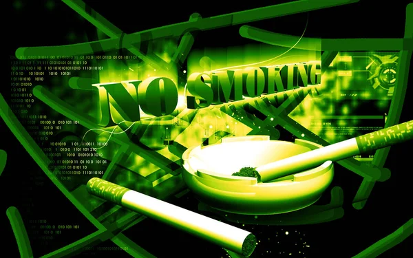 Ψηφιακή Απεικόνιση Της Απαγόρευσης Του Καπνίσματος Έγχρωμο Φόντο — Φωτογραφία Αρχείου